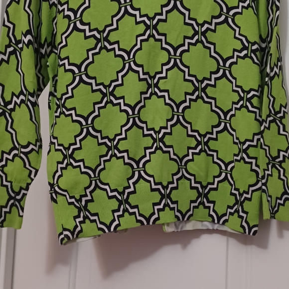 Crown & Ivy green/white design, button front, long sleeve cardigan. Size Medium. - Picture 3 of 4